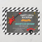 ロックンロール誕生日テーマパーティー 招待状 (正面/裏面)