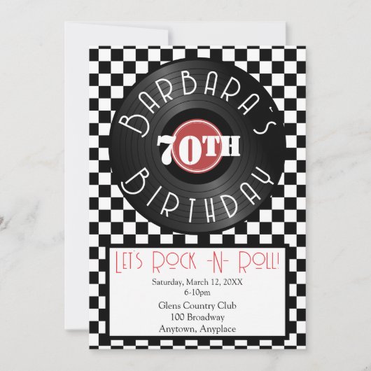 ロックンロール誕生日パーティー 招待状 (正面)