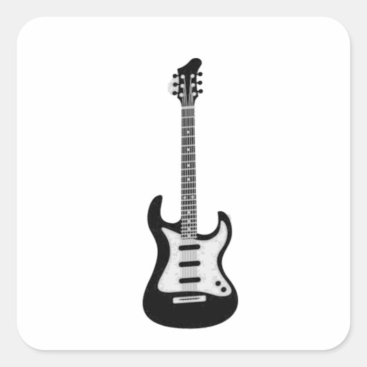 ロックンロール電気ギターとアコースティックギター スクエアシール (正面)