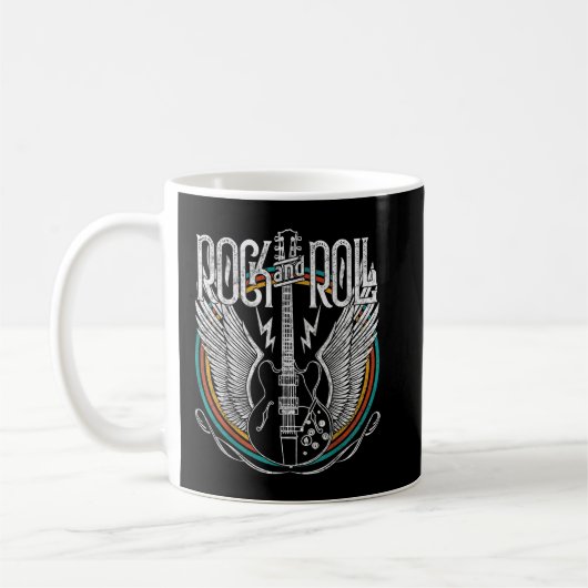 ロックンロール音楽ギター コーヒーマグカップ (左)