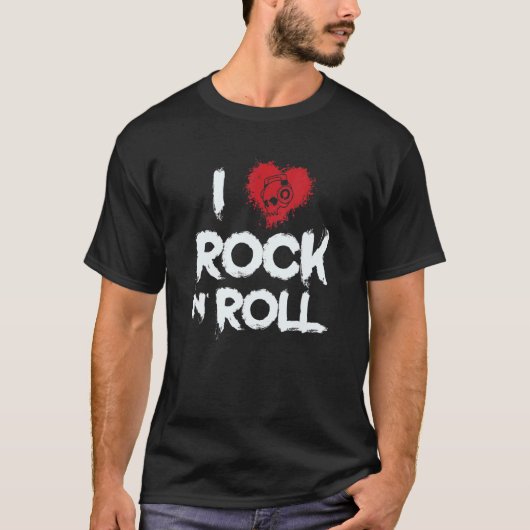 ロックンロール音楽ジャンルのギターが好き Tシャツ (正面)