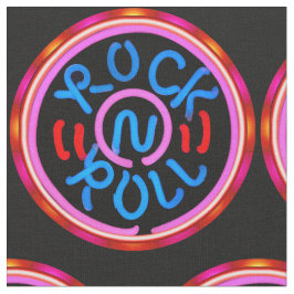 ロックンロール音楽ネオンサインルックファブリックプリント ファブリック