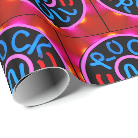ロックンロール音楽ネオンサイン見てギフトラッピングPap ラッピングペーパー (ロールコーナー)