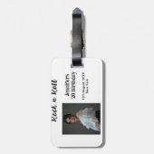 ロックンロール20th誕生日ガールの写真のモダエレガントー ラゲッジタグ (裏面縦)