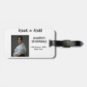 ロックンロール20th誕生日ガールの写真のモダエレガントー ラゲッジタグ (裏面横)