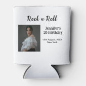 ロックンロール20th誕生日ガールの写真のモダエレガントー 缶クーラー (正面)
