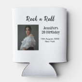 ロックンロール20th誕生日ガールの写真のモダエレガントー 缶クーラー (裏面)