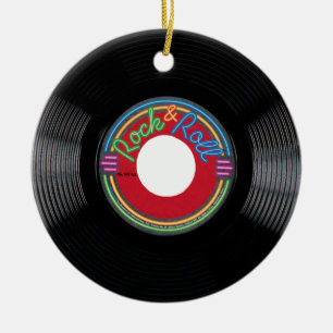 ロックンロール45 rpmレコード セラミックオーナメント