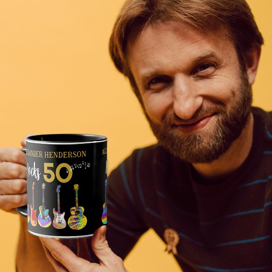 ロックンロール50誕生日ギタファンキーー マグカップ