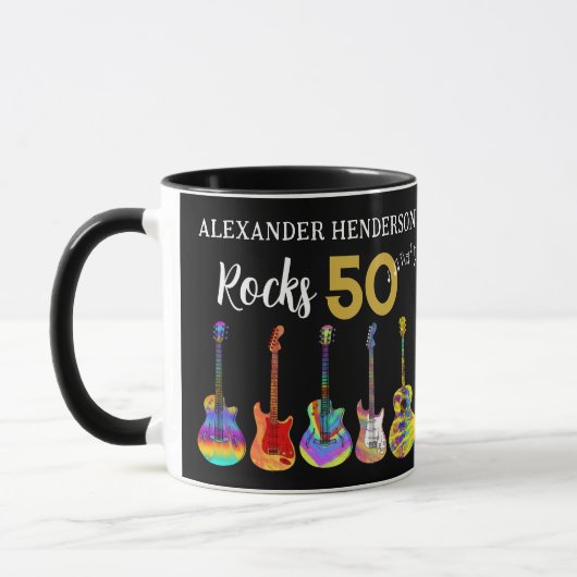 ロックンロール50誕生日ギター マグカップ (左)