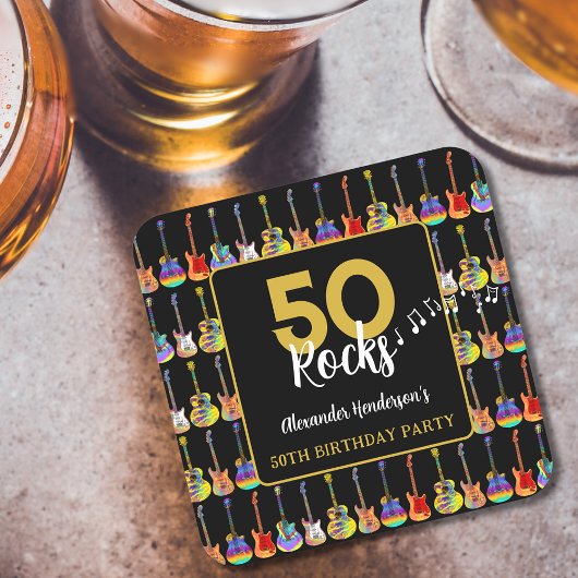 ロックンロール50thバースデーパーティーカスタム スクエアペーパーコースター
