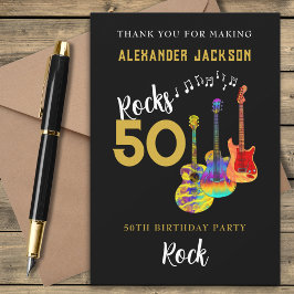 ロックンロール50th誕生日パーティーありがとう サンキューカード