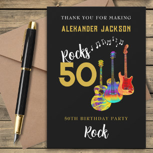 ロックンロール50th誕生日パーティーありがとう サンキューカード