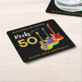 ロックンロール50th誕生日パーティー名 スクエアペーパーコースター (アングル)