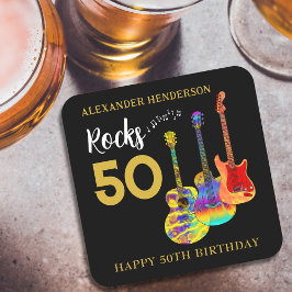 ロックンロール50th誕生日パーティー名 スクエアペーパーコースター
