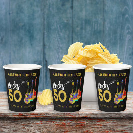 ロックンロール50th誕生日パーティー名 紙コップ