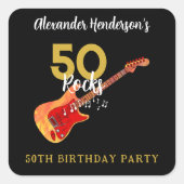 ロックンロール50th誕生日パーティー スクエアシール (正面)