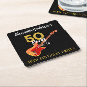 ロックンロール50th誕生日パーティー スクエアペーパーコースター (アングル)