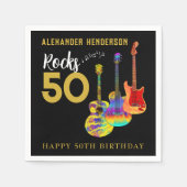 ロックンロール50th誕生日パーティー スタンダードカクテルナプキン (正面)
