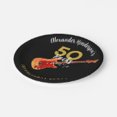 ロックンロール50th誕生日パーティー ペーパープレート (アングル)