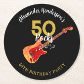 ロックンロール50th誕生日パーティー ラウンドペーパーコースター (正面)