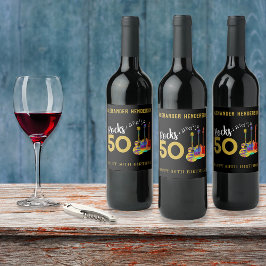 ロックンロール50th誕生日パーティー ワインラベル
