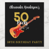 ロックンロール50th誕生日パーティー ワインラベル (シングルラベル)