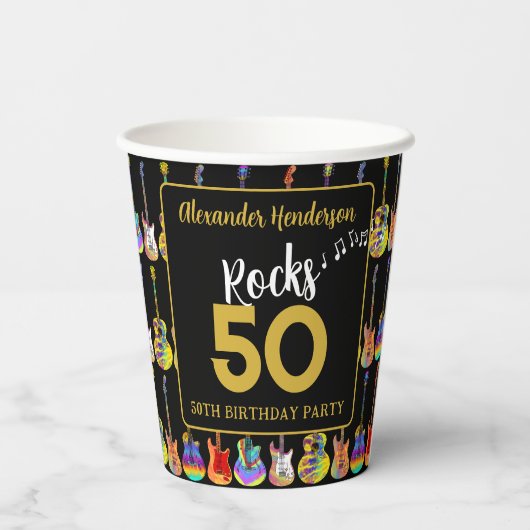 ロックンロール50th誕生日パーティー 紙コップ (裏面)