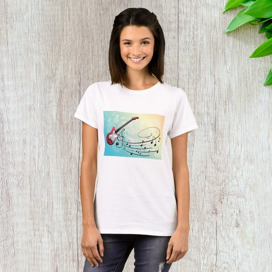 ロックンロール エレキギター 渦巻く音符 Tシャツ