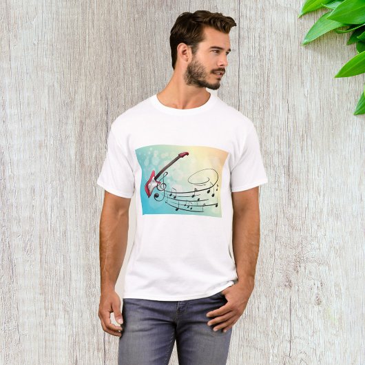 ロックンロール エレキギター 渦巻く音符 Tシャツ