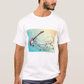 ロックンロール エレキギター 渦巻く音符 Tシャツ (正面)