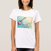 ロックンロール エレキギター 渦巻く音符 Tシャツ (正面)