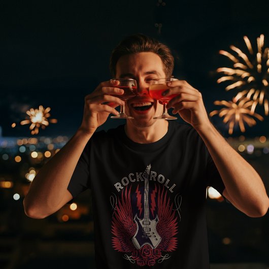 ロックンロール ギター ローズ Tシャツ