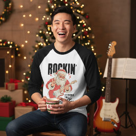 ロックンロール・クリスマスツリー ロック音楽 サンタクロース Tシャツ