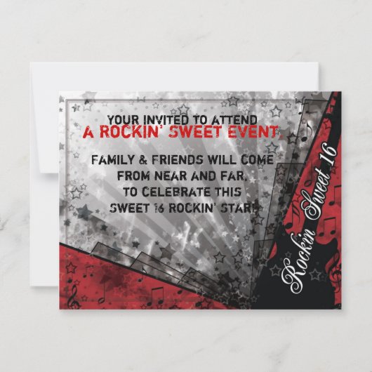 ロックンロール スウィート シックスティーン バースデー 招待状 (正面)