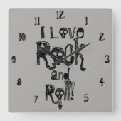 ロックンロール・スカルウォールクロック スクエア壁時計 (正面)