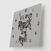 ロックンロール・スカルウォールクロック スクエア壁時計 (傾斜)