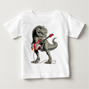 ロックンロール・ティラノサウルス: エレキギターを演奏する恐竜 ベビーTシャツ