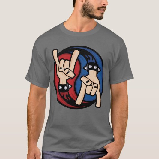 ロックンロール デビルホーンズ陰陽 Tシャツ (正面)