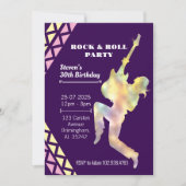 ロックンロール バースデー パーティー への招待　ネオンデザイン 招待状 (正面)