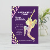ロックンロール バースデー パーティー への招待　ネオンデザイン 招待状 (スタンド正面)