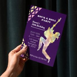 ロックンロール バースデー パーティー への招待　ネオンデザイン 招待状