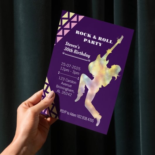 ロックンロール バースデー パーティー への招待　ネオンデザイン 招待状