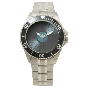 ロックンロール·ビニール·レコード·アルバム（青） 腕時計