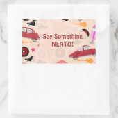 ロックンロール ピンク フィフティーズ パターン パーティータイム カスタム 長方形シール (バッグ)