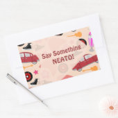 ロックンロール ピンク フィフティーズ パターン パーティータイム カスタム 長方形シール (封筒)