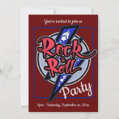 ロックンロール ライトニング レッド パーティ 招待状 (正面)