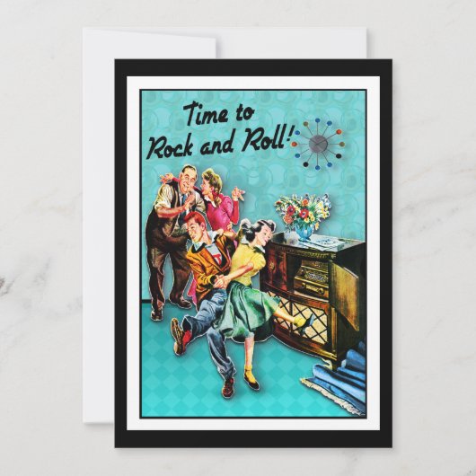 ロックンロール・レトロ・ジュークボックス・パーティー・カスタム 招待状 (正面)