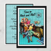 ロックンロール・レトロ・ジュークボックス・パーティー・カスタム 招待状 (正面/裏面)