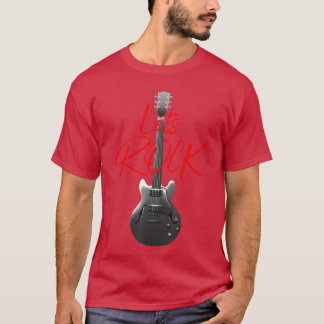 ロックンロール LETS ROCK ビンテージ ギター レトロ メンズ W Tシャツ